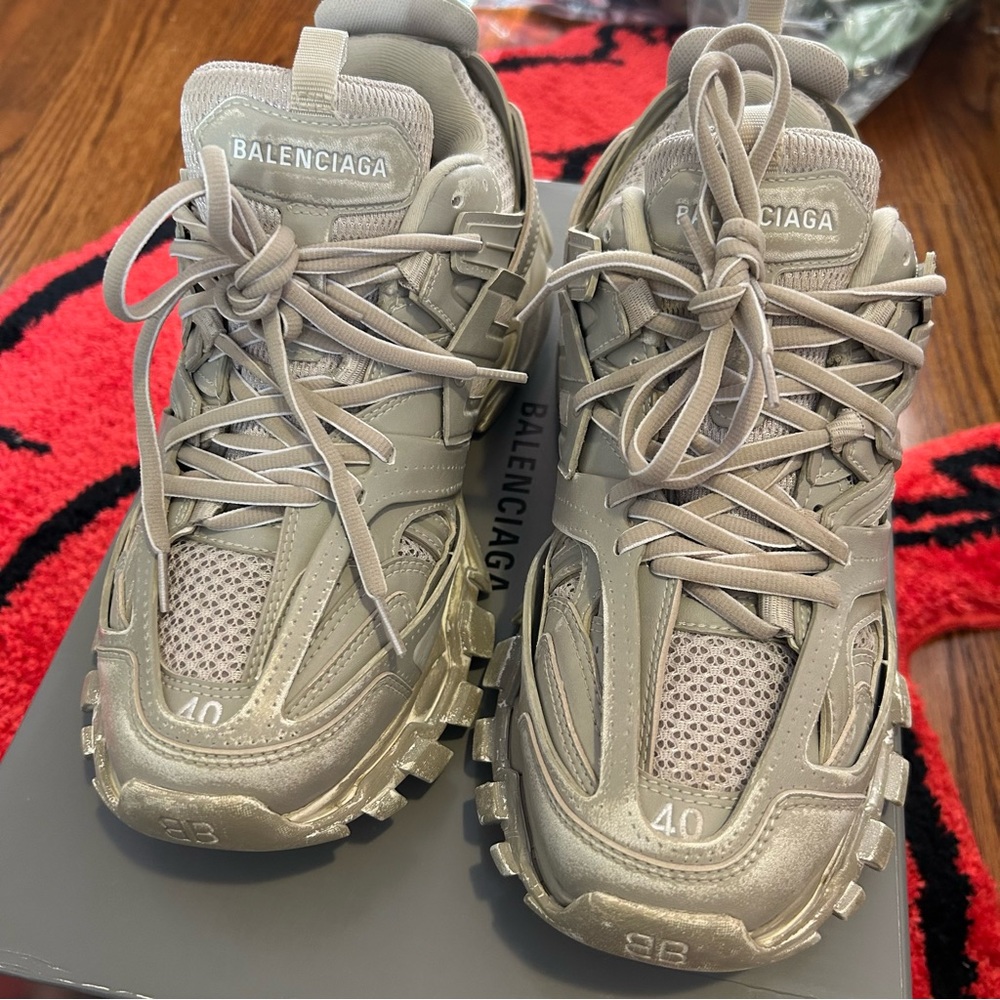 Balenciaga Track Sneakers 
Faded Effect 
Beige 
Size 40 / 9 Women’s